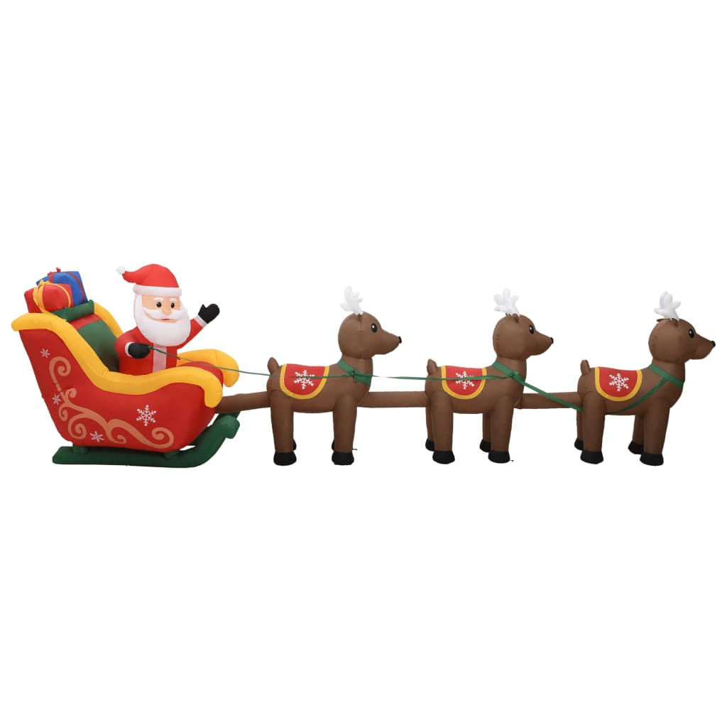 Vidaxl Weihnachtsdekoration aufblasbarer Weihnachtsmann und Rentier führte 490 cm