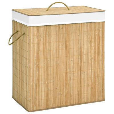 Vidaxl Waschkorb mit 2 Fächern 100 l Bambus