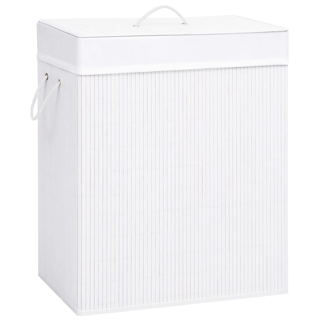 Vidaxl Waschkorb mit 2 Fächern 100 l Bambus weiß