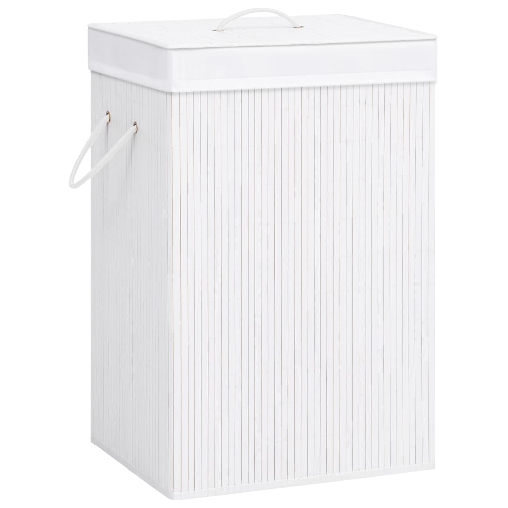 Vidaxl Waschkorb mit 1 Box Bambus weiß
