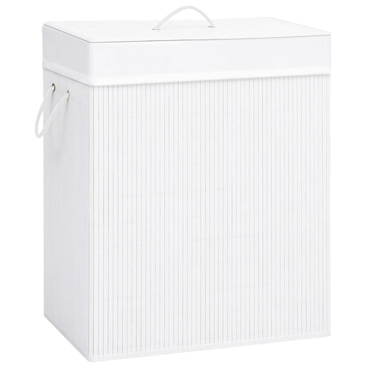 Vidaxl Waschkorb mit 1 Box 83 L Bambus weiß