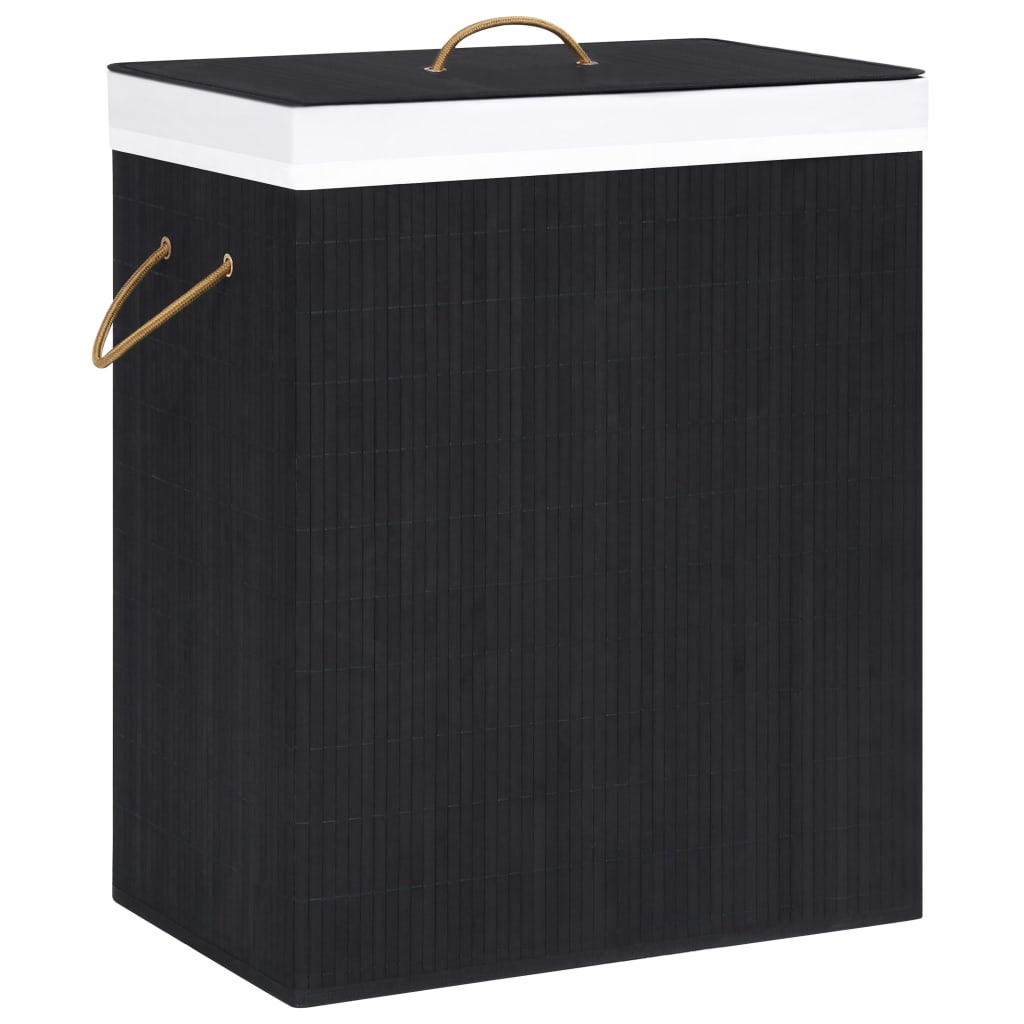 Vidaxl Waschkorb mit 1 Box 83 L Bamboo Schwarz