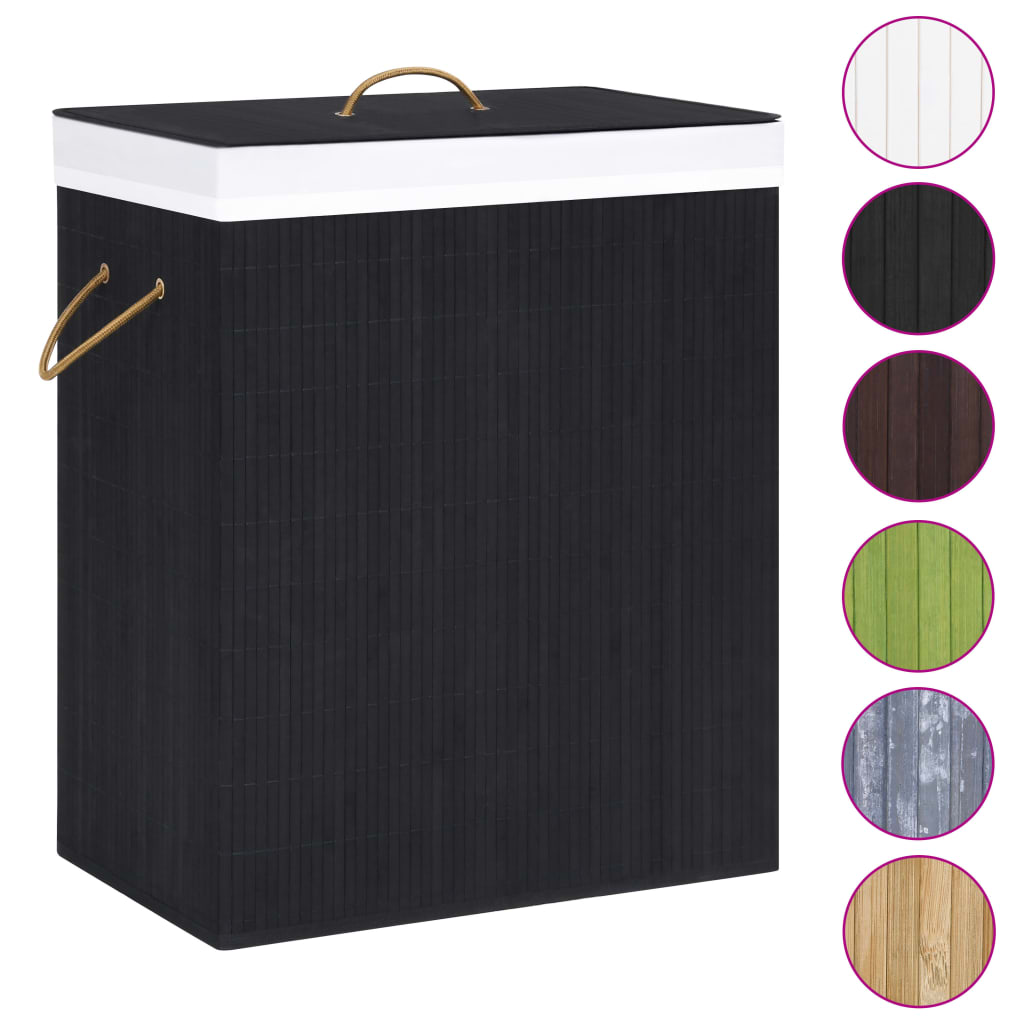 Vidaxl Waschkorb mit 1 Box 83 L Bamboo Schwarz