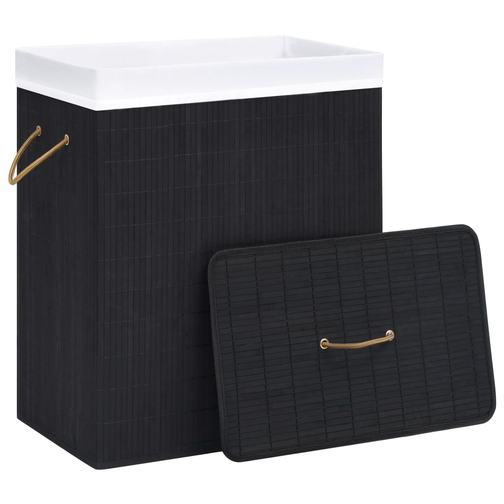 Vidaxl Waschkorb mit 1 Box 83 L Bamboo Schwarz