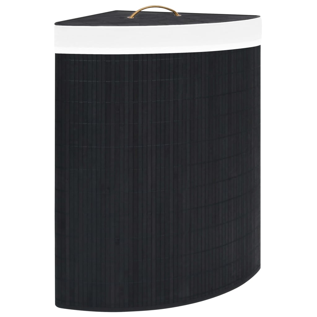 Vidaxl Hoekwasmand 60 l Bamboo Schwarz
