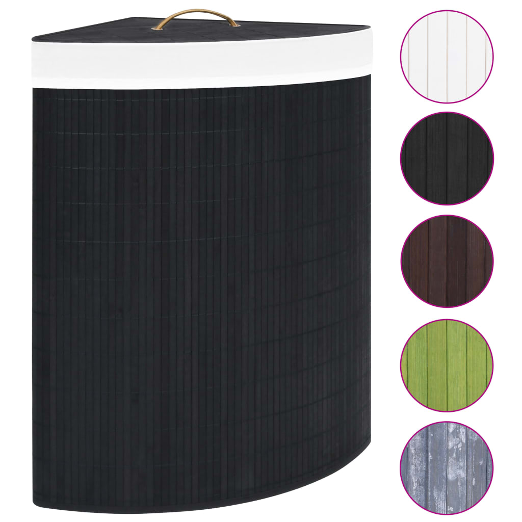 Vidaxl Hoekwasmand 60 l Bamboo Schwarz