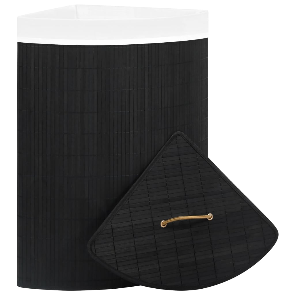 Vidaxl Hoekwasmand 60 l Bamboo Schwarz