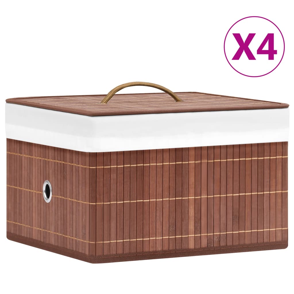 Vidaxl -Speicherboxen 4 PC Bambusbraun