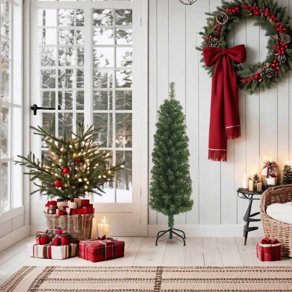 Vidaxl kunstkerstboom mit Standard schmal 150 cm PVC -Grün