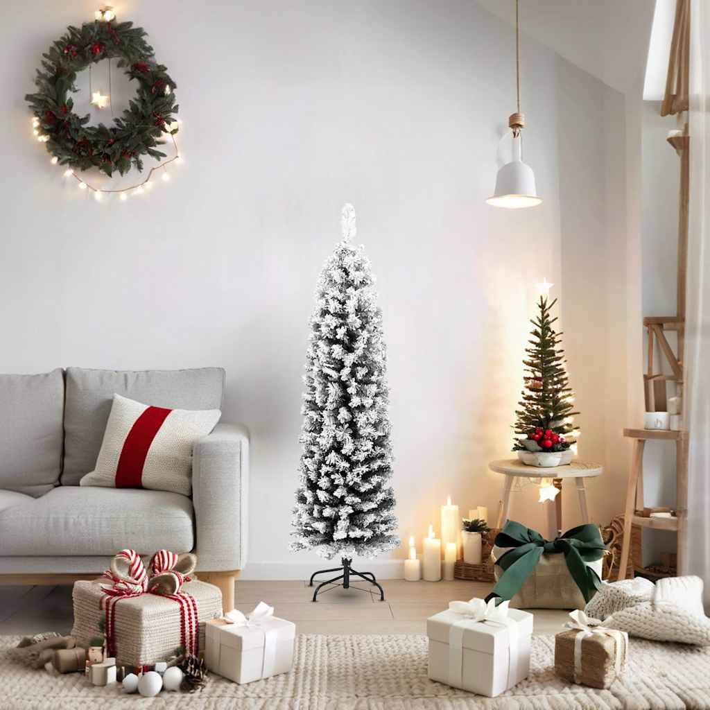Vidaxl Kunstkerstboom mit Schneeschmal 150 cm PVC Grün