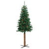 Vidaxl Weihnachtsbaum mit echten Holz- und Kiefernkegeln schmal 150 cm PVC Grün
