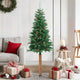 Vidaxl Weihnachtsbaum mit echten Holz- und Kiefernkegeln schmal 150 cm PVC Grün