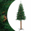 Vidaxx Weihnachtsbaum mit Echtholz und Tannenzapfen schmal 180 cm PVC Grün