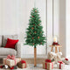 Vidaxx Weihnachtsbaum mit Echtholz und Tannenzapfen schmal 180 cm PVC Grün