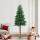 Vidaxx Weihnachtsbaum mit Echtholz und Tannenzapfen schmal 210 cm PVC Grün