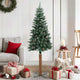 Vidaxl Weihnachtsbaum mit echtem Holz und Schnee schmal 150 cm Grün