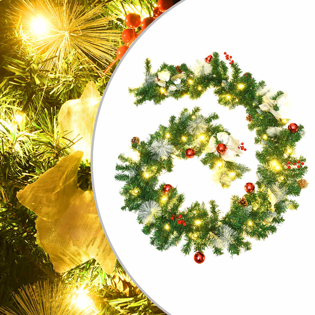 Vidaxl Weihnachtsgirlande mit LED -Leuchten 2,7 m PVC Grün