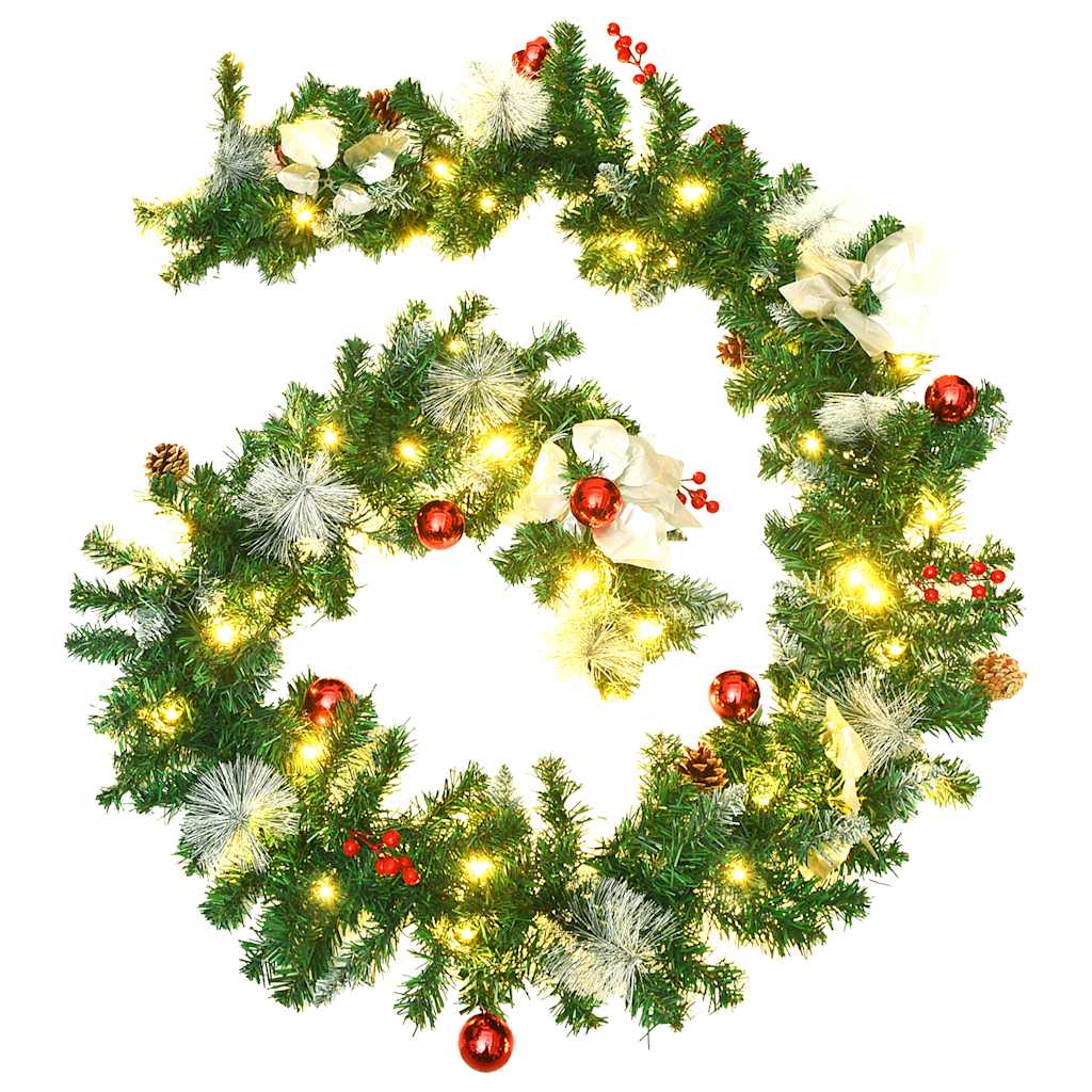Vidaxl Weihnachtsgirlande mit LED -Leuchten 2,7 m PVC Grün