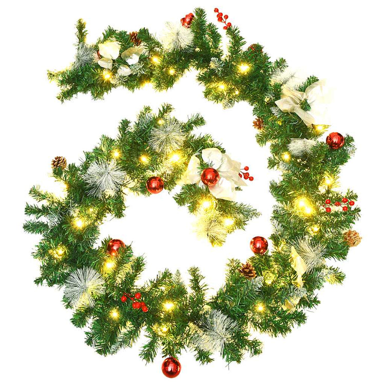 Vidaxl Weihnachtsgirlande mit LED -Leuchten 2,7 m PVC Grün