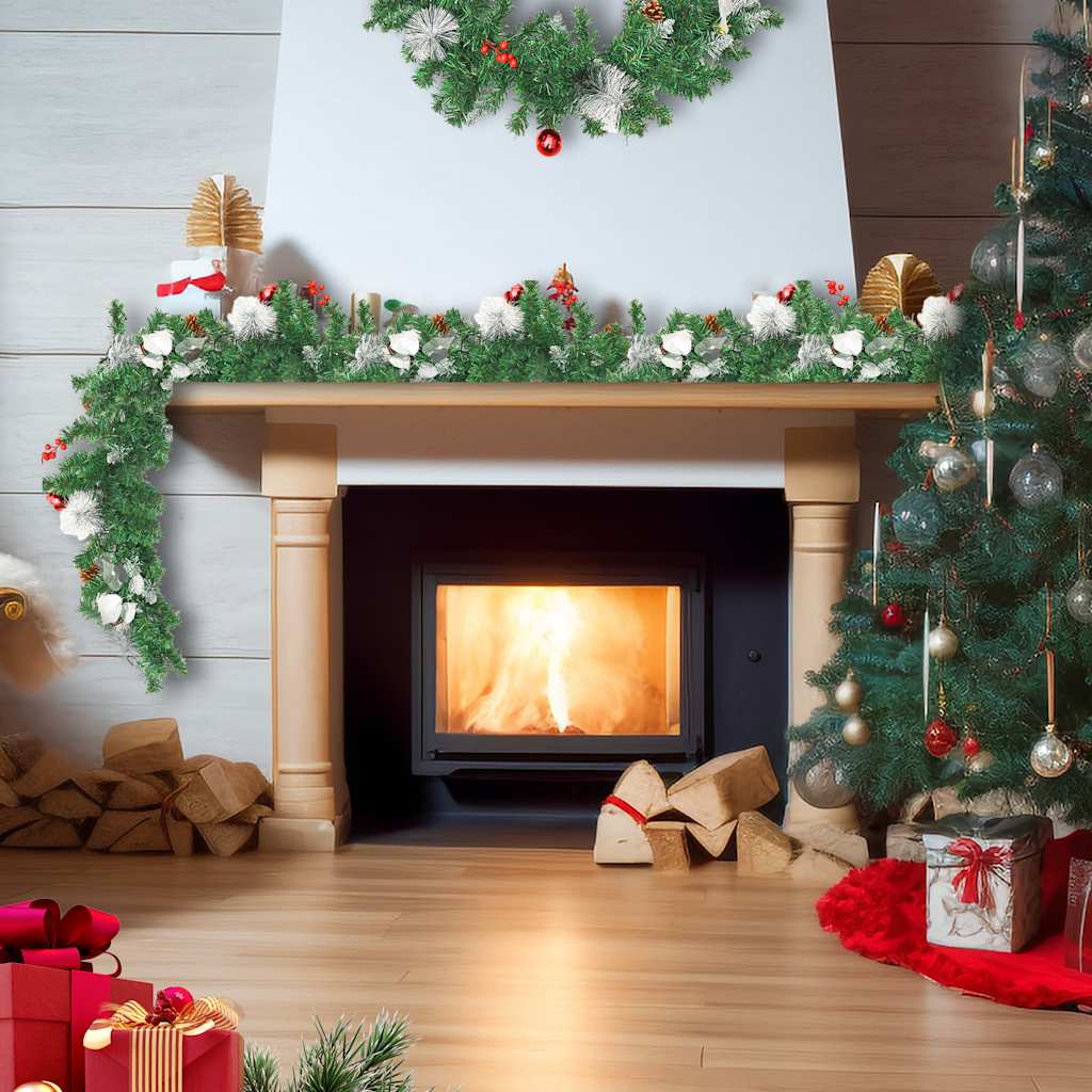 Vidaxl Weihnachtsgirlande mit LED -Leuchten 2,7 m PVC Grün