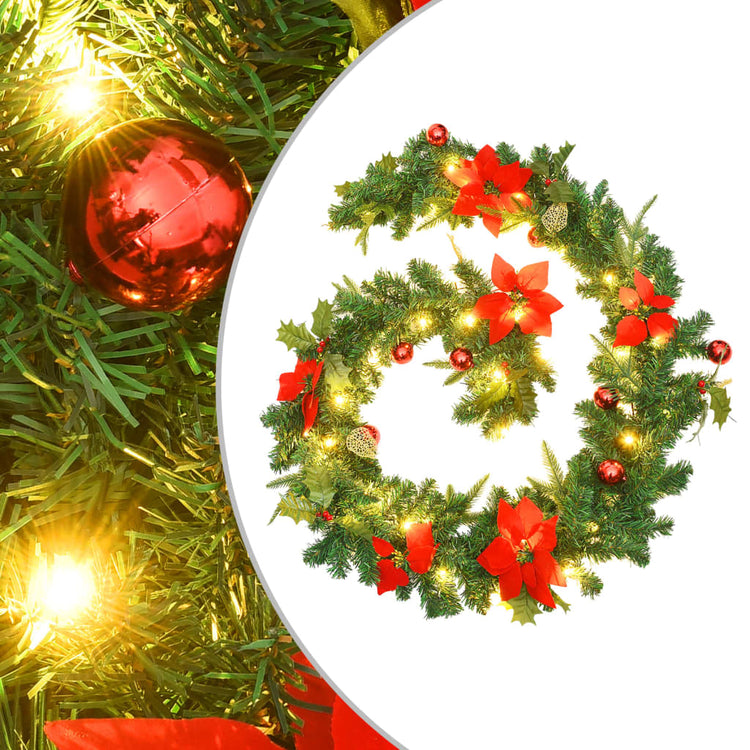 Vidaxl Weihnachtsgirlande mit LED -Leuchten 2,7 m PVC Grün