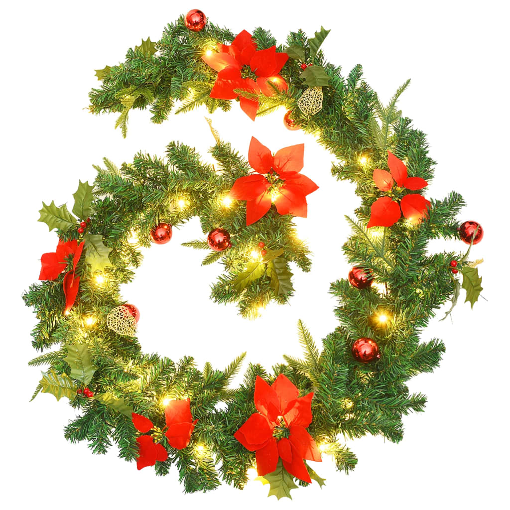 Vidaxl Weihnachtsgirlande mit LED -Leuchten 2,7 m PVC Grün
