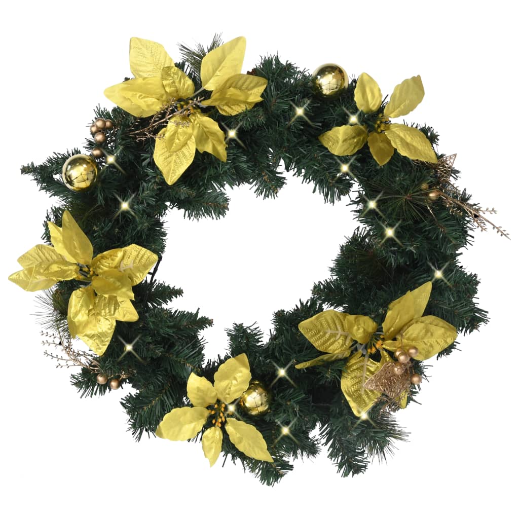 Vidaxl Weihnachtskranz mit LED -Leuchten 60 cm PVC Grün