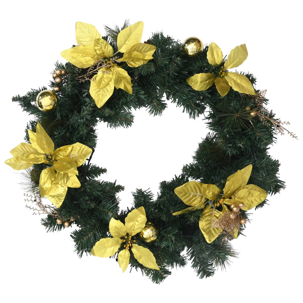 Vidaxl Weihnachtskranz mit LED -Leuchten 60 cm PVC Grün