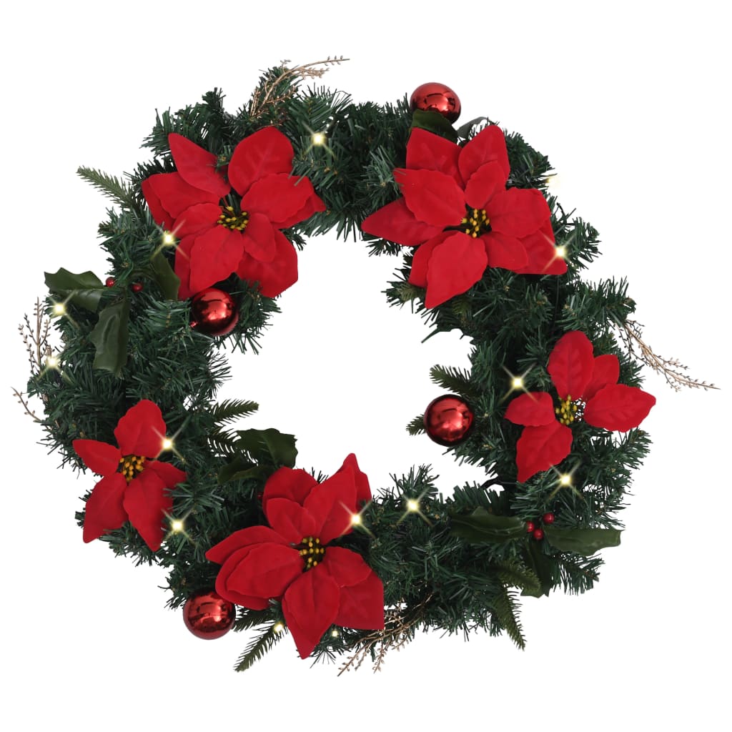 Vidaxl Weihnachtskranz mit LED -Leuchten 60 cm PVC Grün
