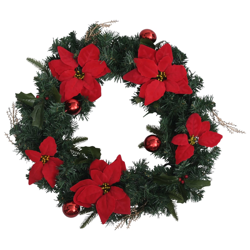 Vidaxl Weihnachtskranz mit LED -Leuchten 60 cm PVC Grün