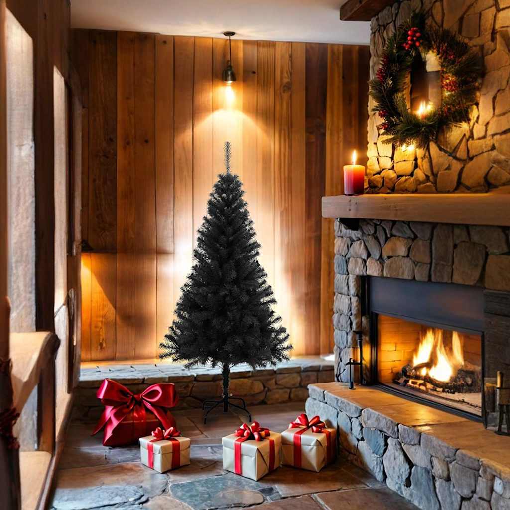 Vidaxl Kunstkerstboom mit Standard 150 cm PVC Schwarz