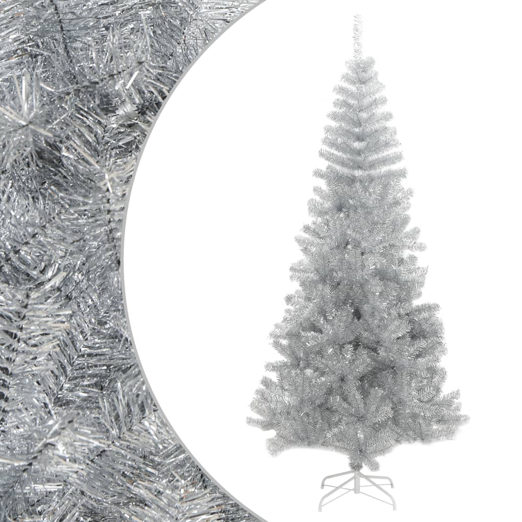 Vidaxl Kunstkerstboom mit Standard -210 -cm -Kappe silberfarben