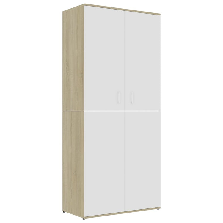 VIDAXL -Schuhschrank 80x39x178 cm Eigenschaften Holz Weiß und Sonoma Eiche