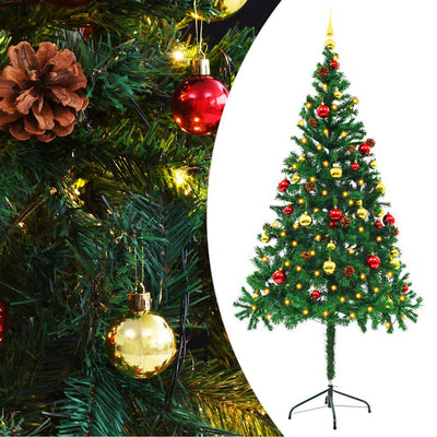 Vidaxl Kunstkerstboom mit Beleuchtung und Weihnachtsbällen 180 cm Grün