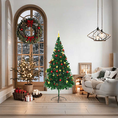 Vidaxl Kunstkerstboom mit Beleuchtung und Weihnachtsbällen 180 cm Grün
