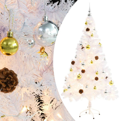 Vidaxl Kunstkerstboom mit Beleuchtung und Weihnachtsbällen 150 cm Weiß