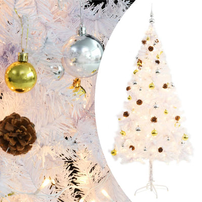 Vidaxl Kunstkerstboom mit Beleuchtung und Weihnachtsbällen 180 cm Weiß