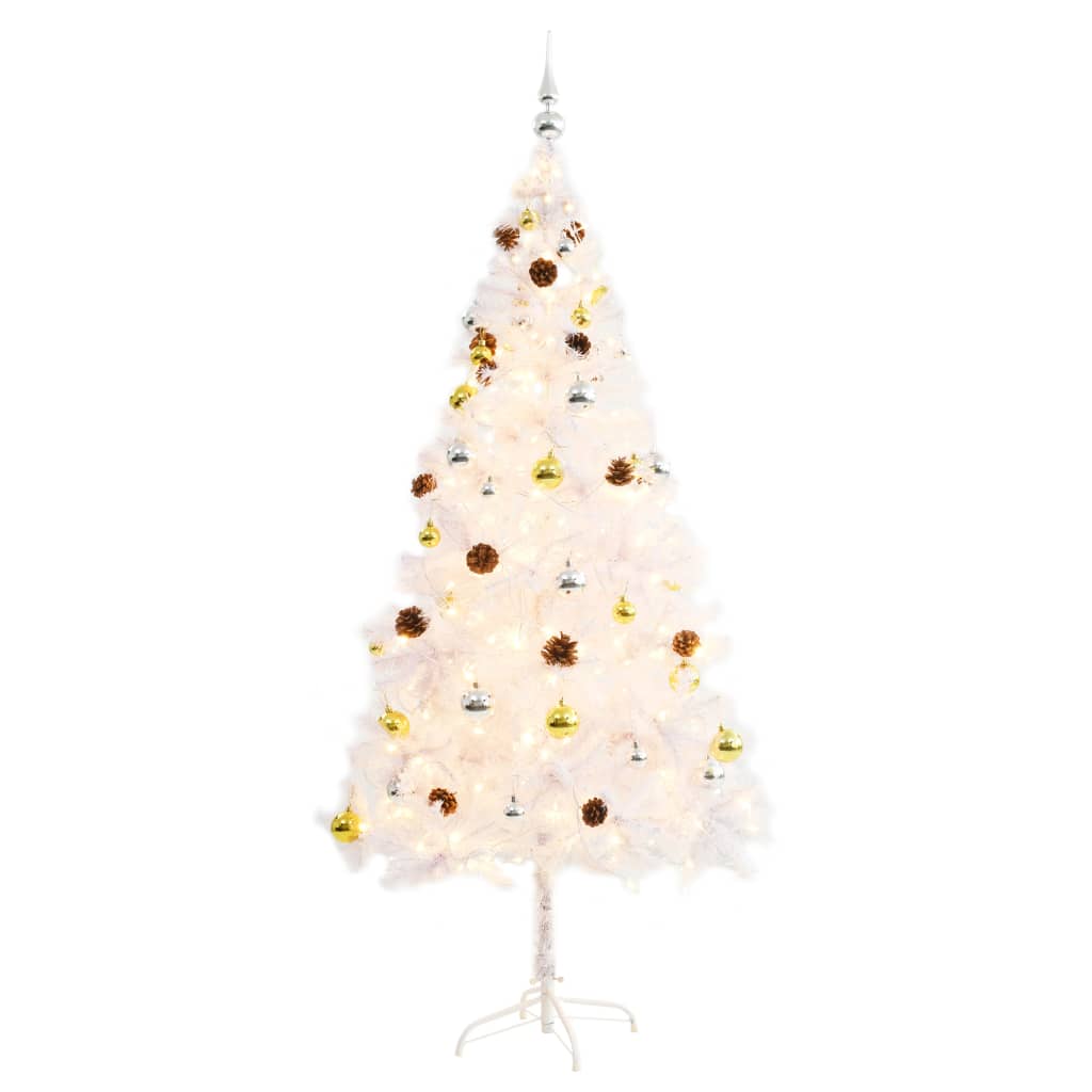 Vidaxl Kunstkerstboom mit Beleuchtung und Weihnachtsbällen 180 cm Weiß