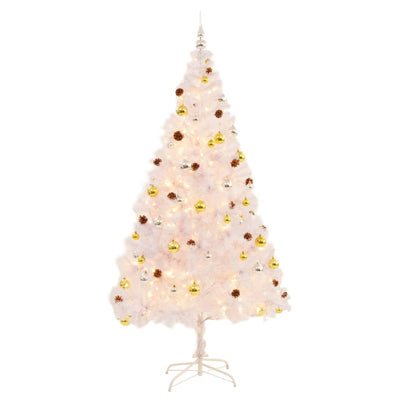 Vidaxl Kunstkerstboom mit Beleuchtung und Weihnachtsbällen 210 cm Weiß
