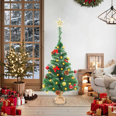Vidaxl Kunstkerstboom mit Beleuchtung und Weihnachtsbällen 64 cm Grün