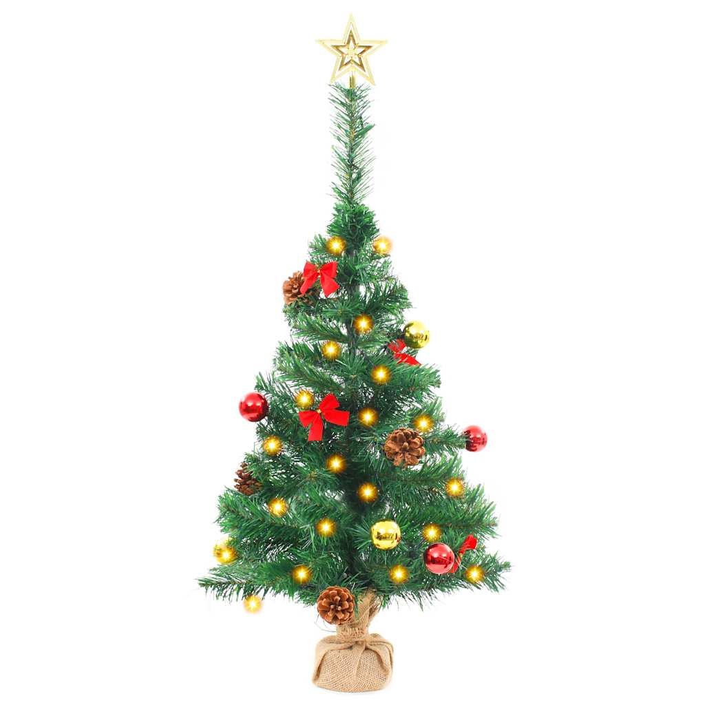 Vidaxl Kunstkerstboom mit Beleuchtung und Weihnachtsbällen 64 cm Grün