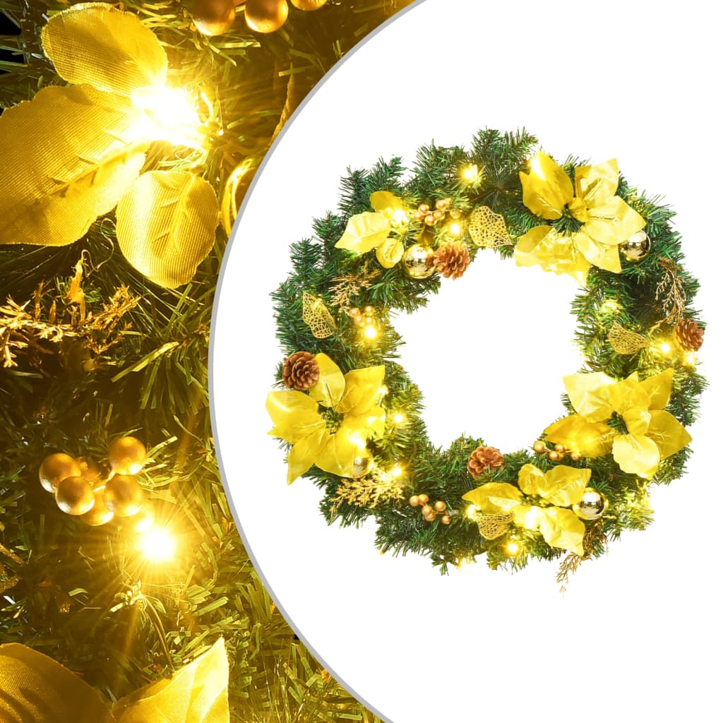 Vidaxx Weihnachtskranz mit LED-Beleuchtung grün 60 cm PVC