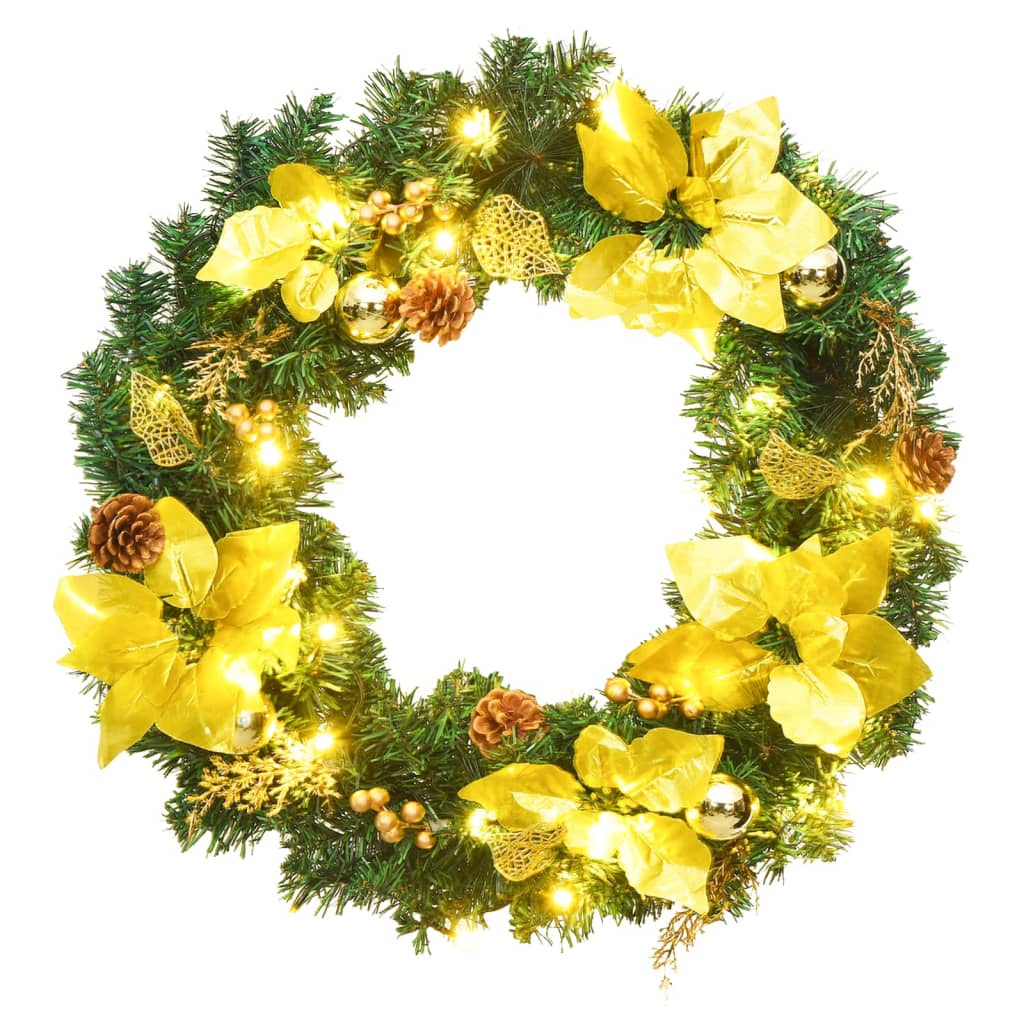 Vidaxx Weihnachtskranz mit LED-Beleuchtung grün 60 cm PVC