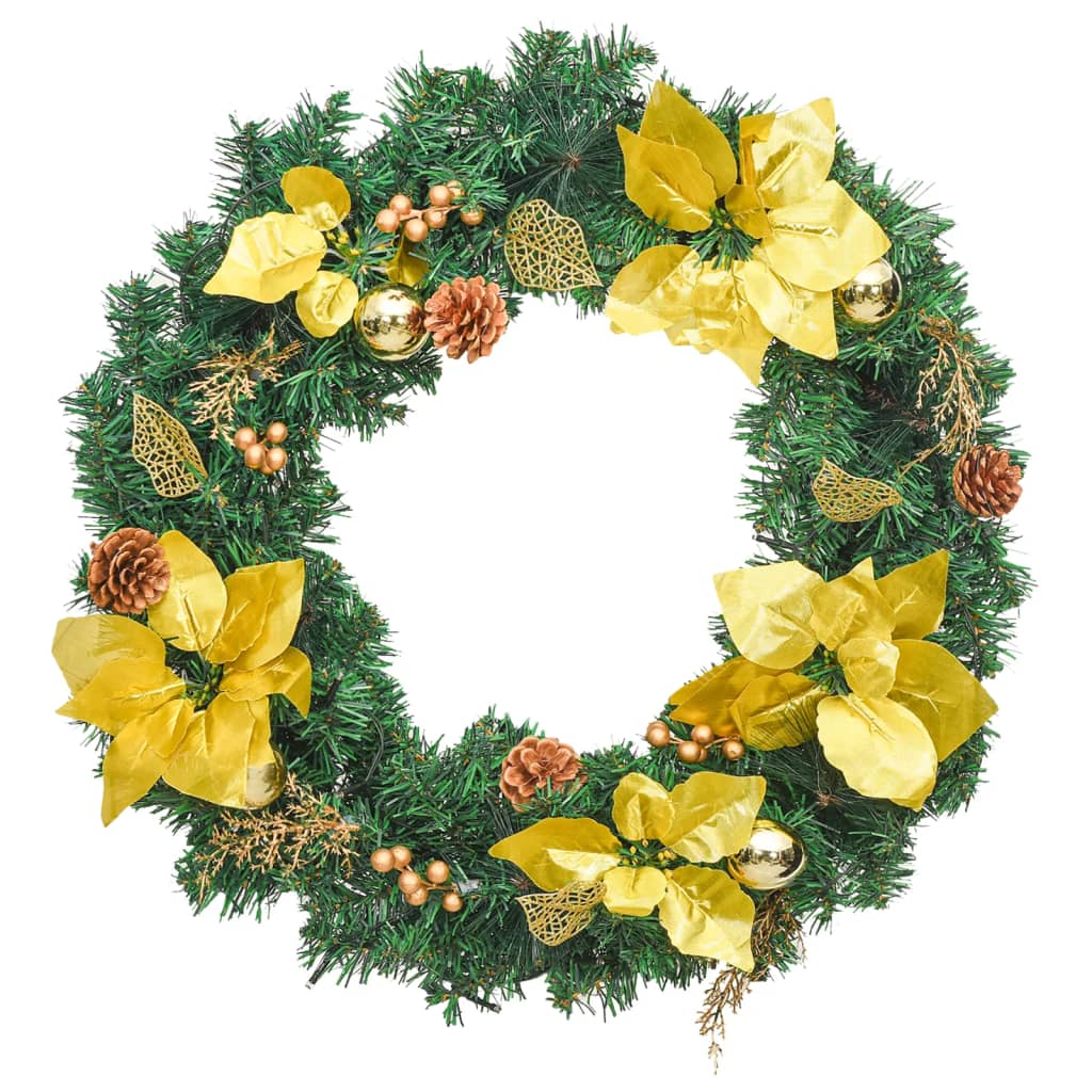 Vidaxx Weihnachtskranz mit LED-Beleuchtung grün 60 cm PVC