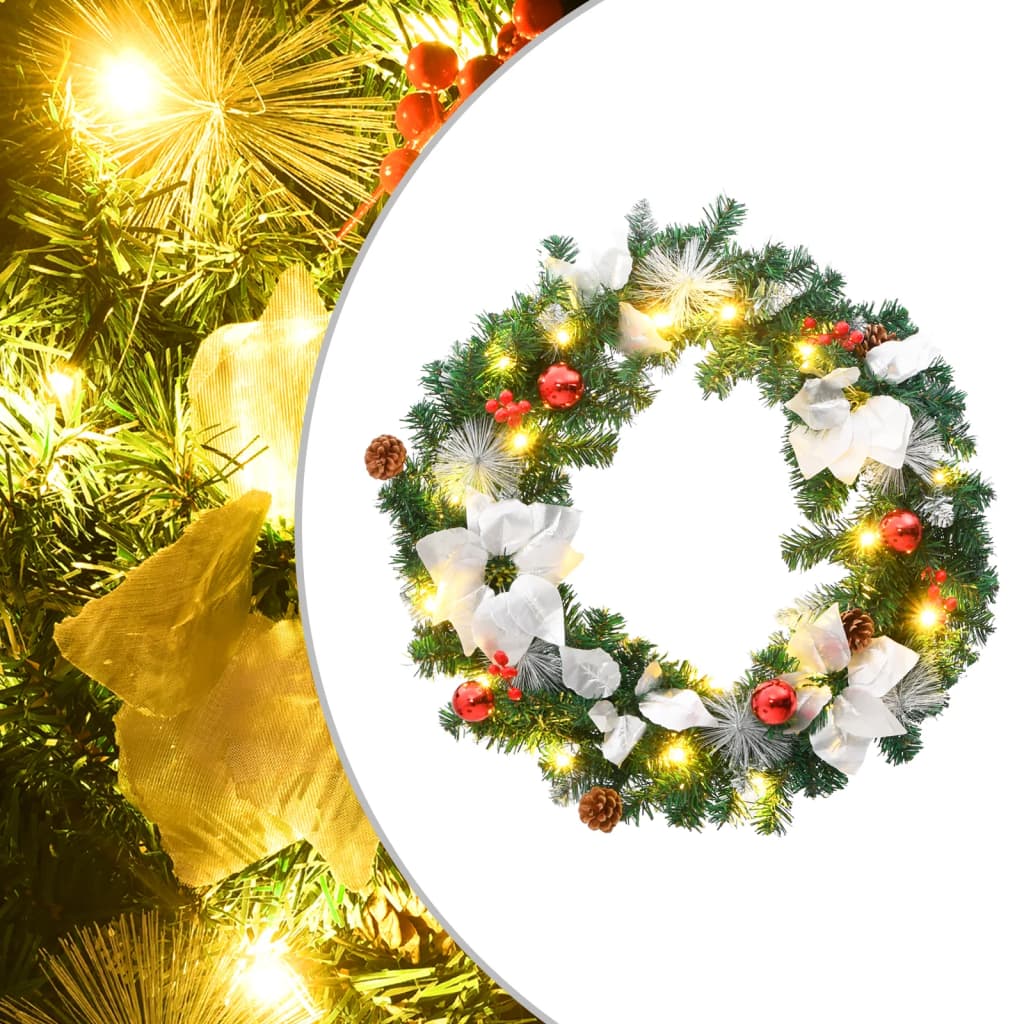 Vidaxl Weihnachtskranz mit LED -Leuchten 60 cm PVC Grün