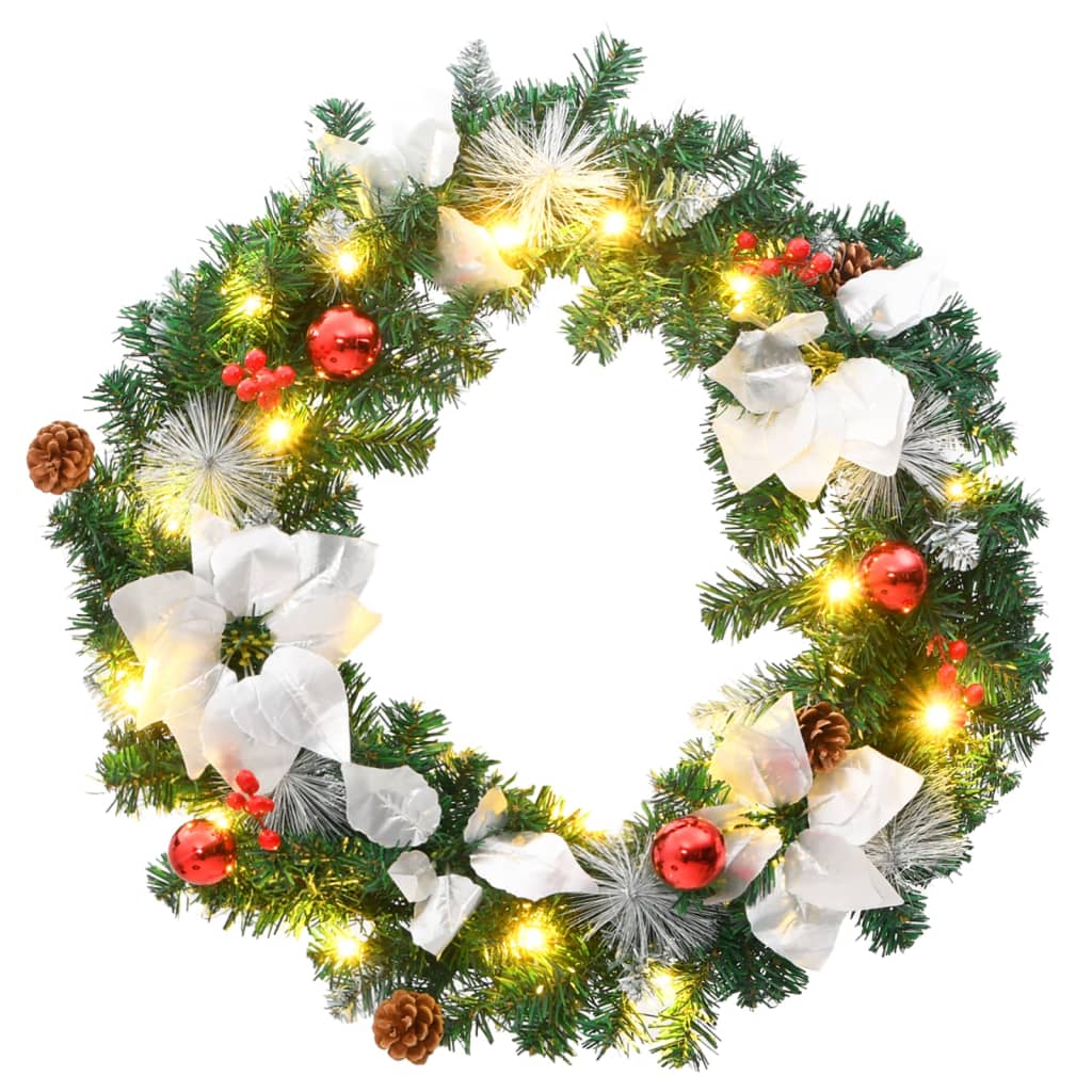 Vidaxl Weihnachtskranz mit LED -Leuchten 60 cm PVC Grün