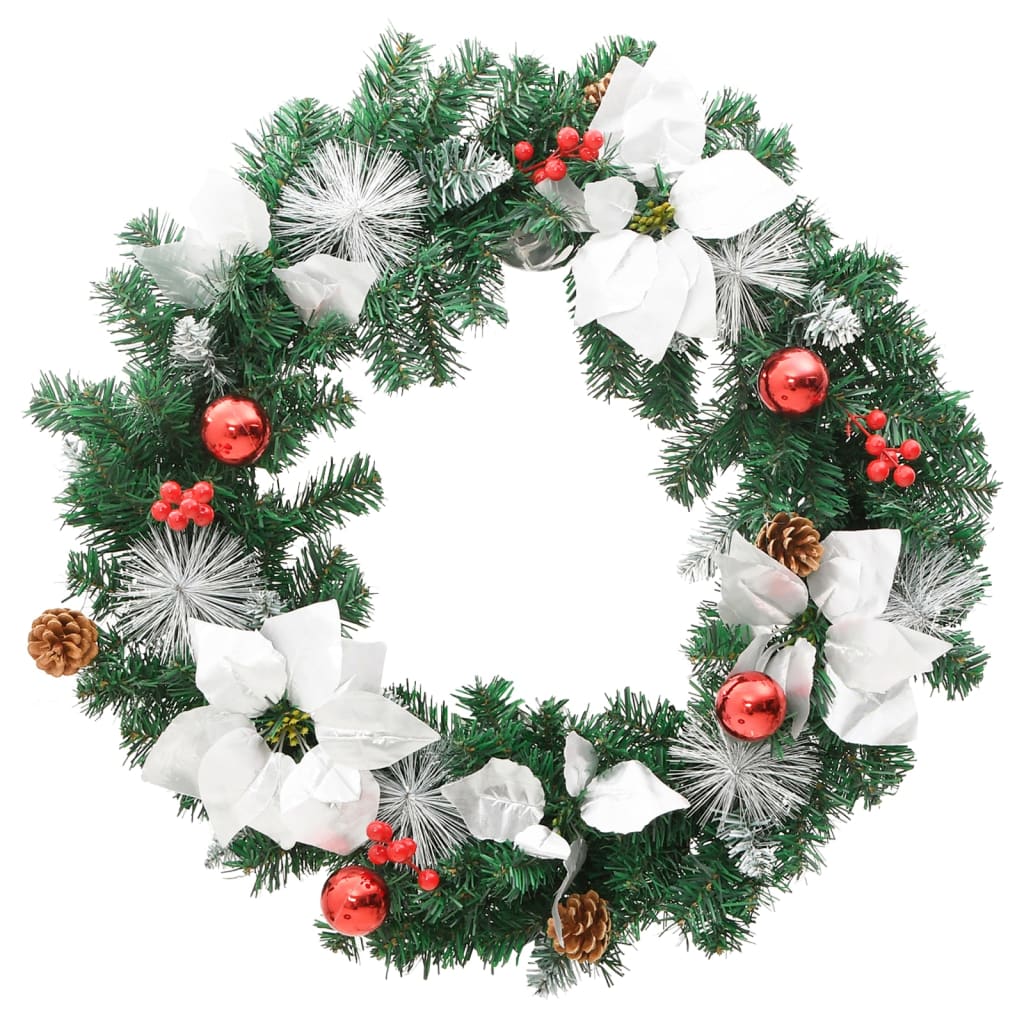 Vidaxl Weihnachtskranz mit LED -Leuchten 60 cm PVC Grün