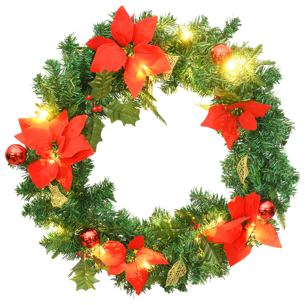 Vidaxl Weihnachtskranz mit LED -Leuchten 60 cm PVC Grün