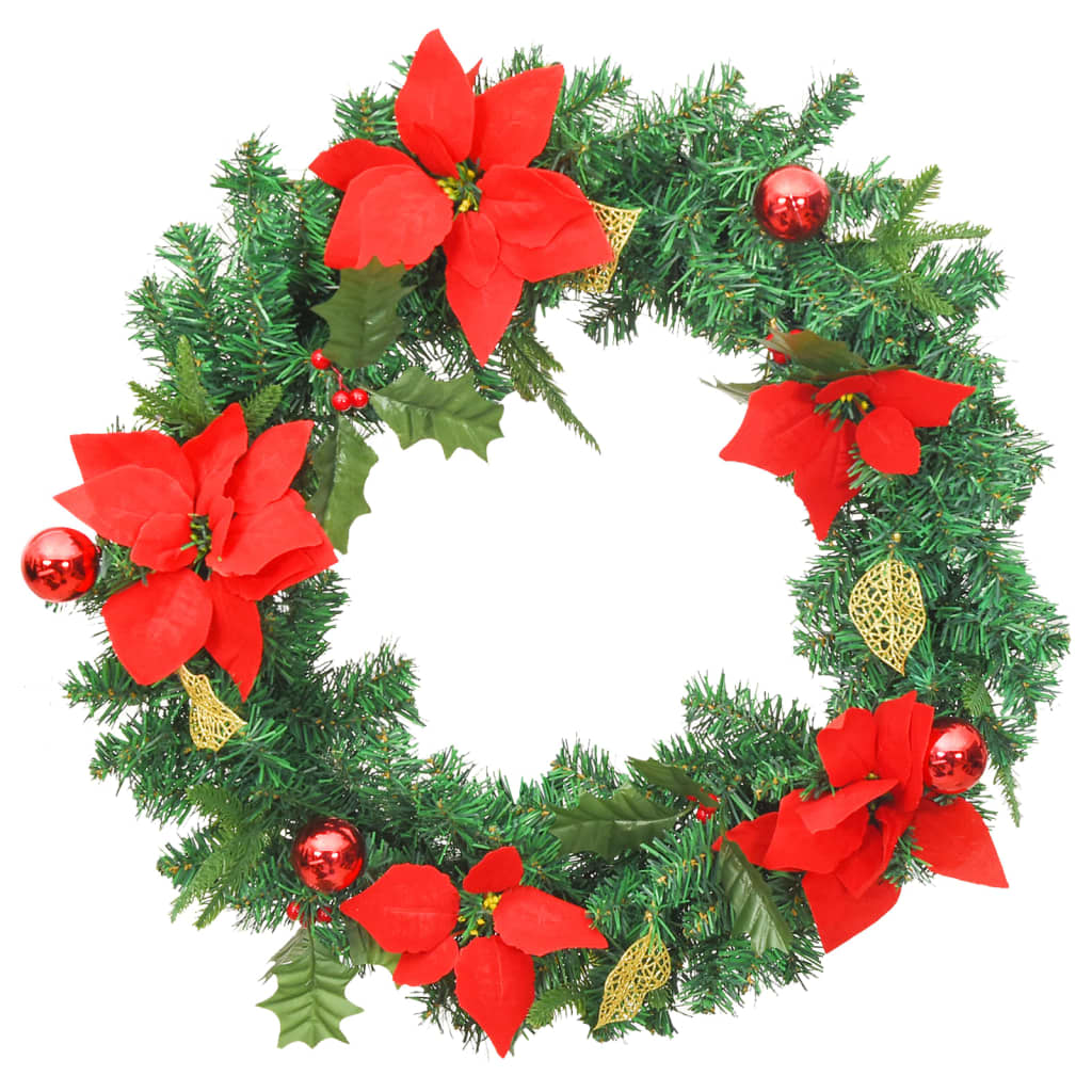 Vidaxl Weihnachtskranz mit LED -Leuchten 60 cm PVC Grün