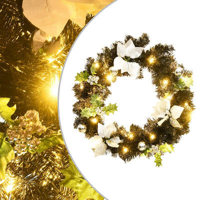 Vidaxl Weihnachtskranz mit LED -Leuchten 60 cm PVC Schwarz